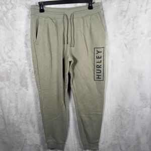 Hurley Mens Jogger Sweatpants‎ Green Size S/P Drawstring Logo Athletic